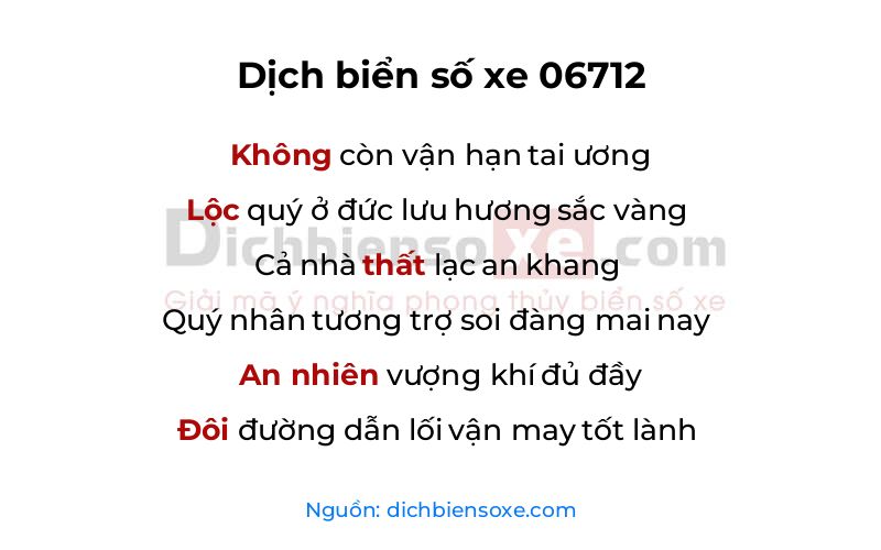 Dịch thơ biển số 06712