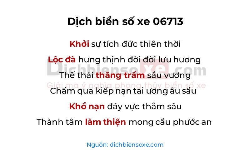 Dịch thơ biển số 06713