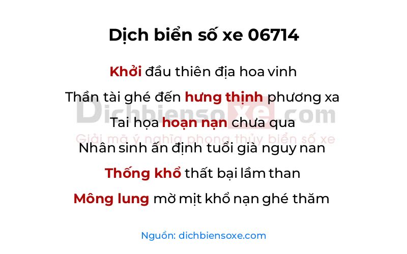 Dịch thơ biển số 06714