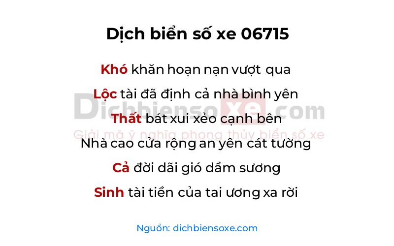 Dịch thơ biển số 06715