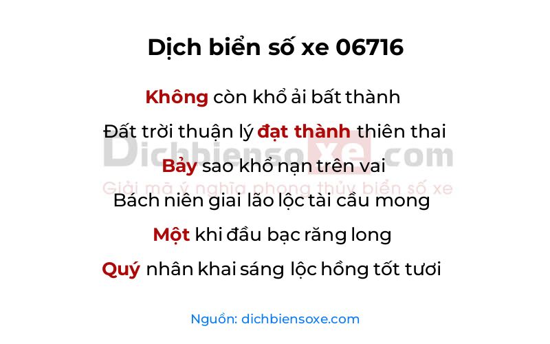 Dịch thơ biển số 06716