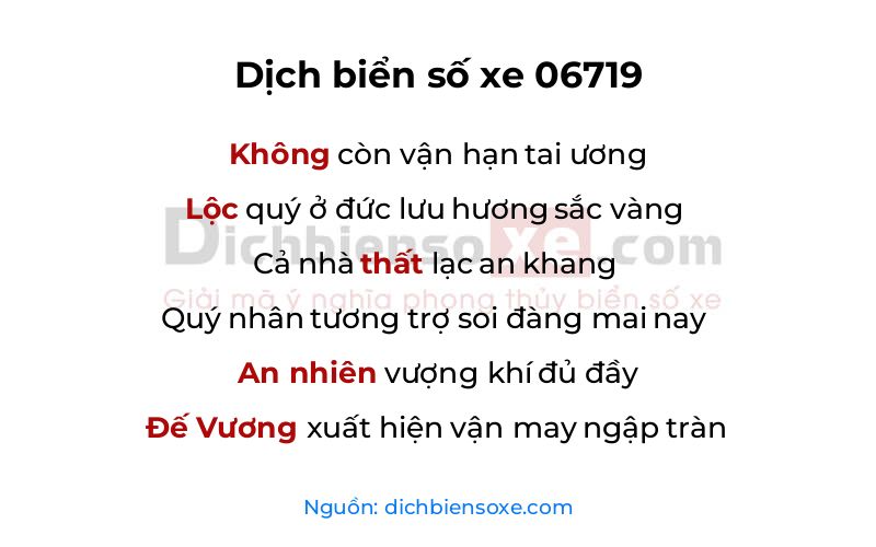 Dịch thơ biển số 06719