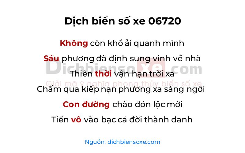 Dịch thơ biển số 06720
