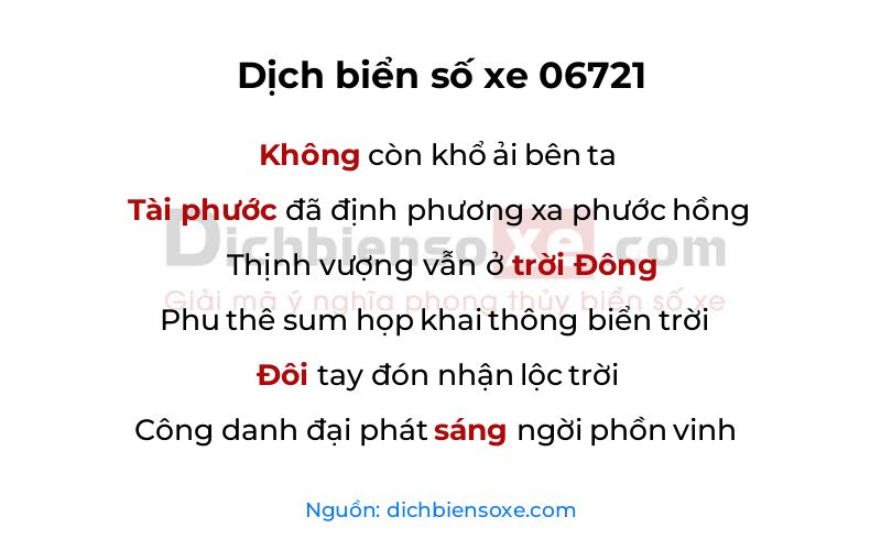 Dịch thơ biển số 06721