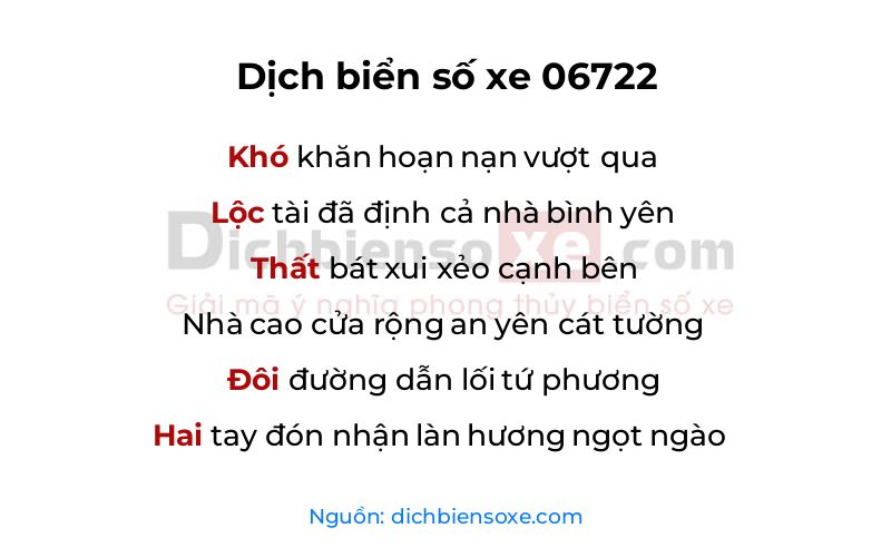 Dịch thơ biển số 06722