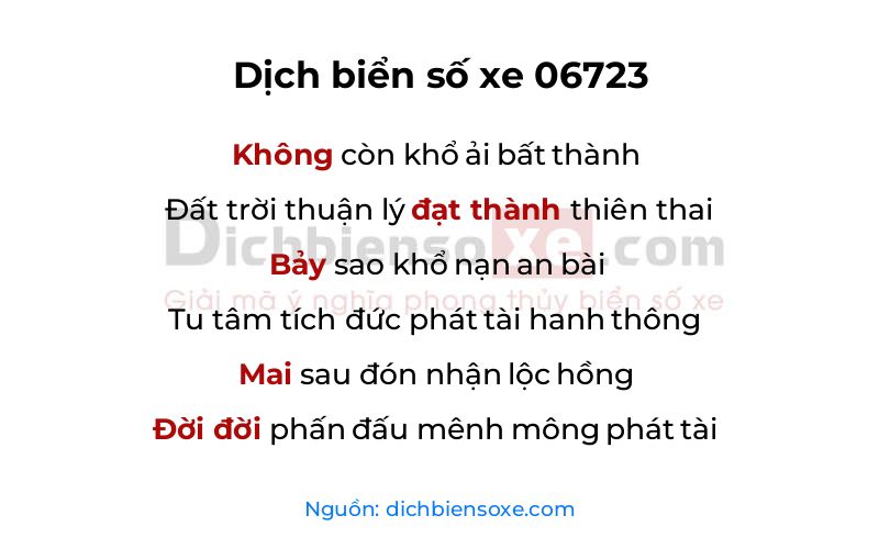 Dịch thơ biển số 06723