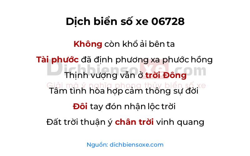Dịch thơ biển số 06728