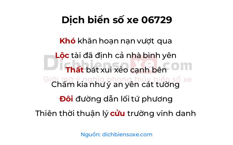 Dịch thơ biển số 06729
