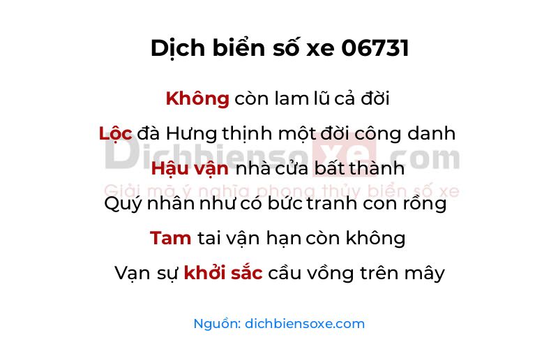 Dịch thơ biển số 06731
