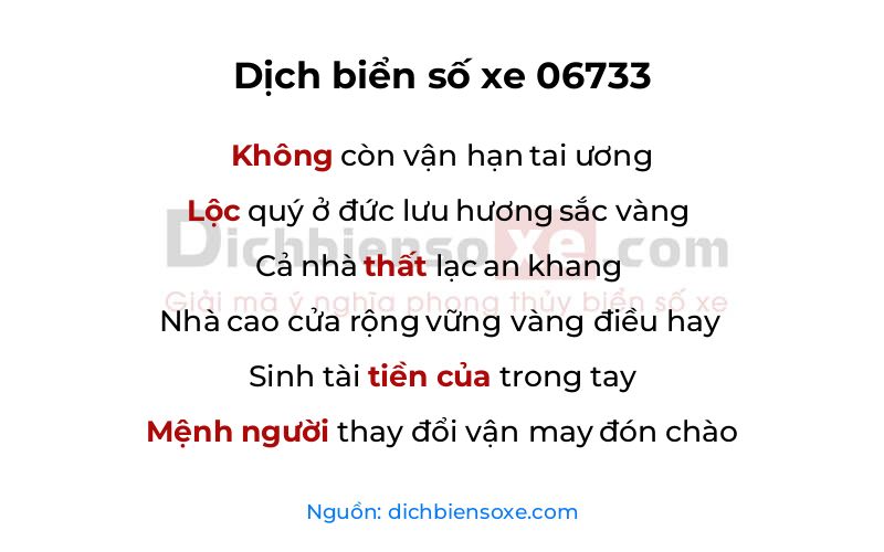 Dịch thơ biển số 06733