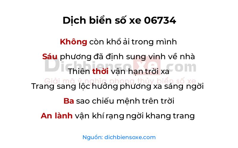 Dịch thơ biển số 06734