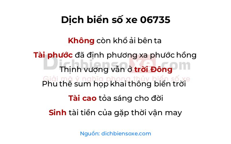 Dịch thơ biển số 06735