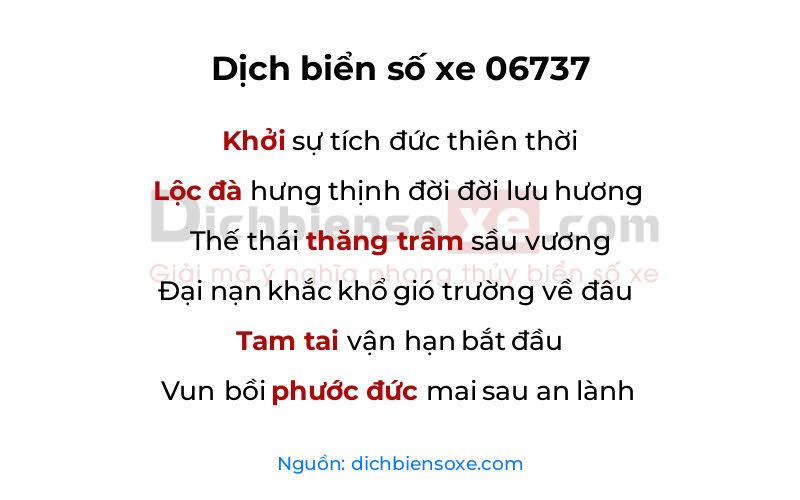 Dịch thơ biển số 06737