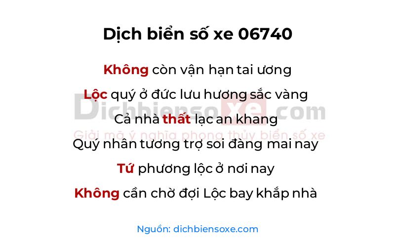 Dịch thơ biển số 06740