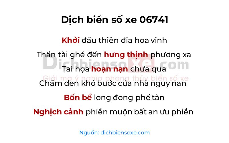 Dịch thơ biển số 06741