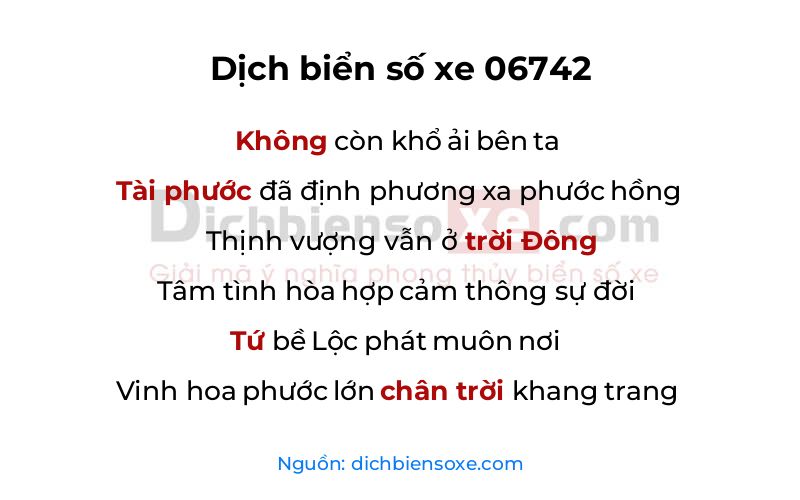 Dịch thơ biển số 06742