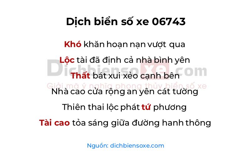 Dịch thơ biển số 06743