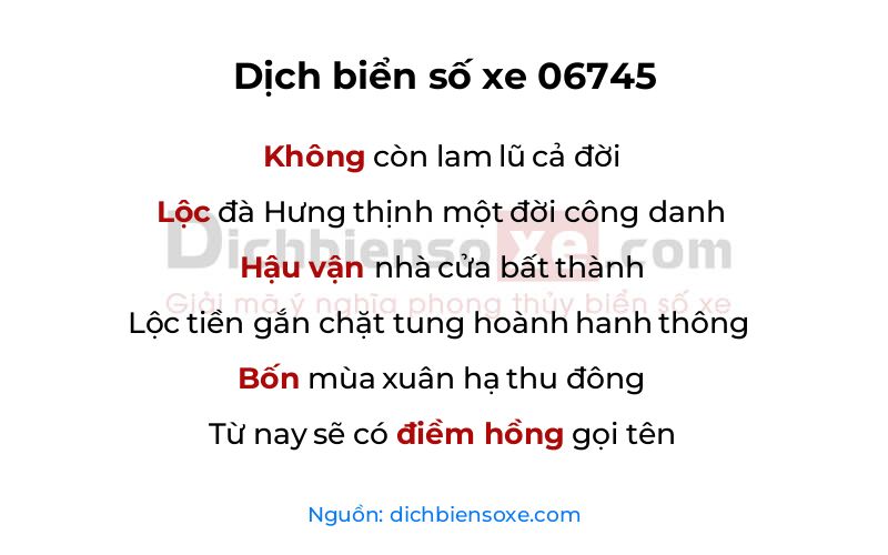 Dịch thơ biển số 06745