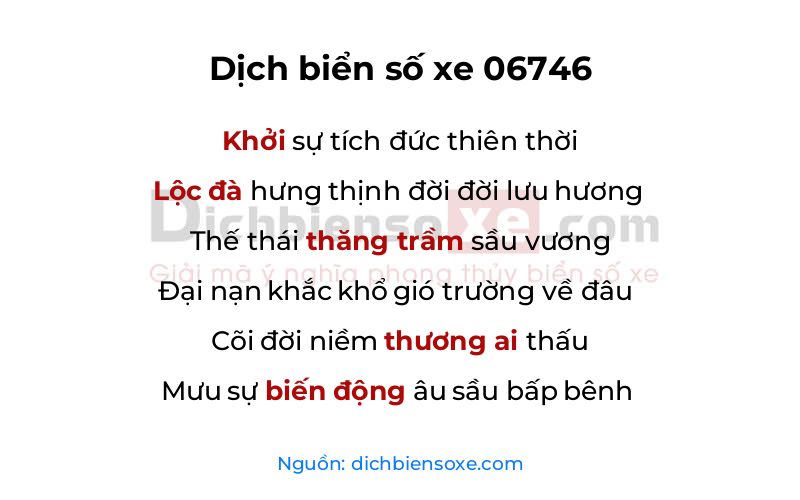 Dịch thơ biển số 06746