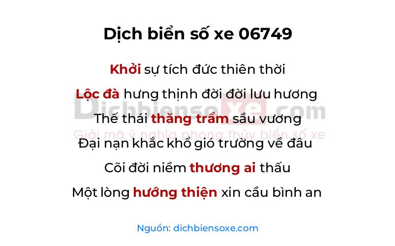 Dịch thơ biển số 06749