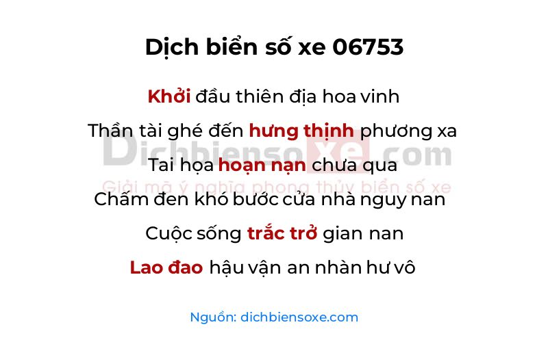 Dịch thơ biển số 06753
