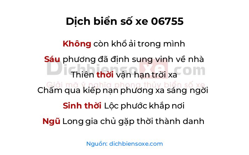 Dịch thơ biển số 06755