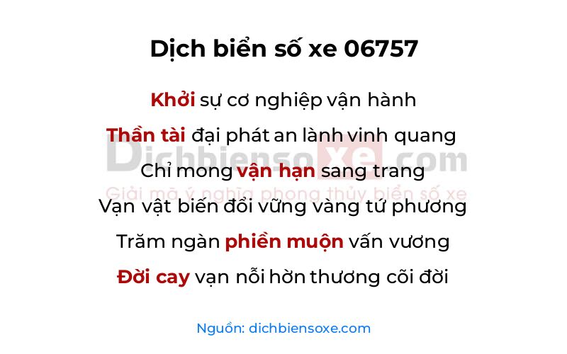 Dịch thơ biển số 06757