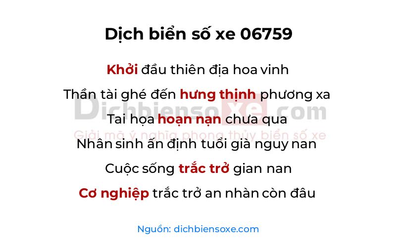 Dịch thơ biển số 06759