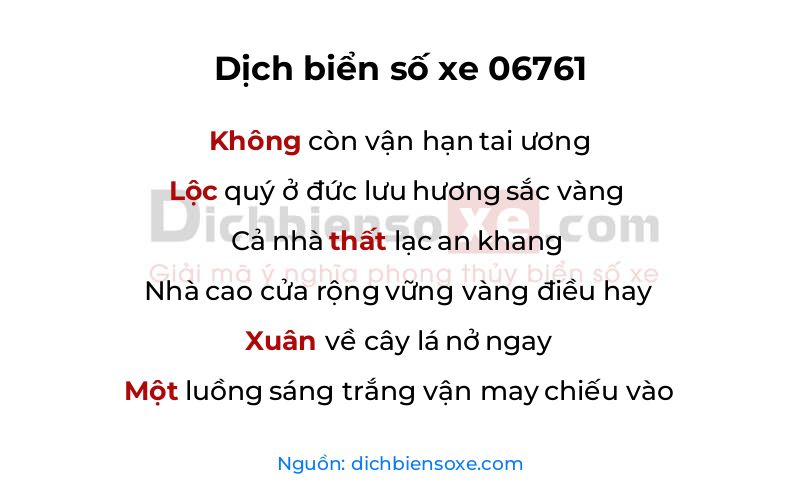 Dịch thơ biển số 06761