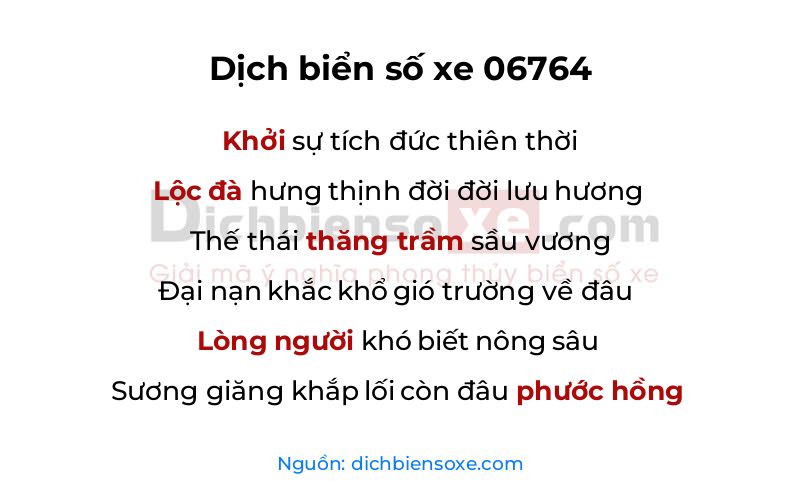 Dịch thơ biển số 06764