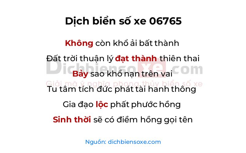 Dịch thơ biển số 06765
