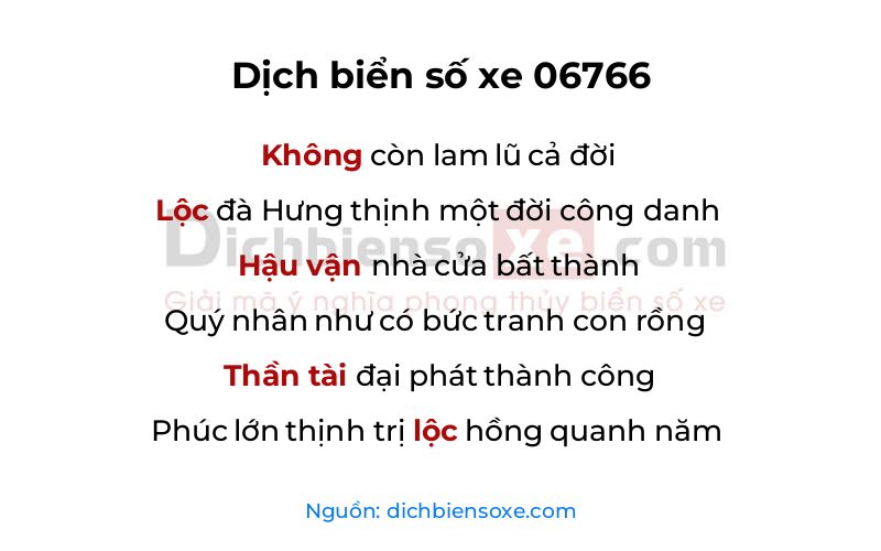 Dịch thơ biển số 06766