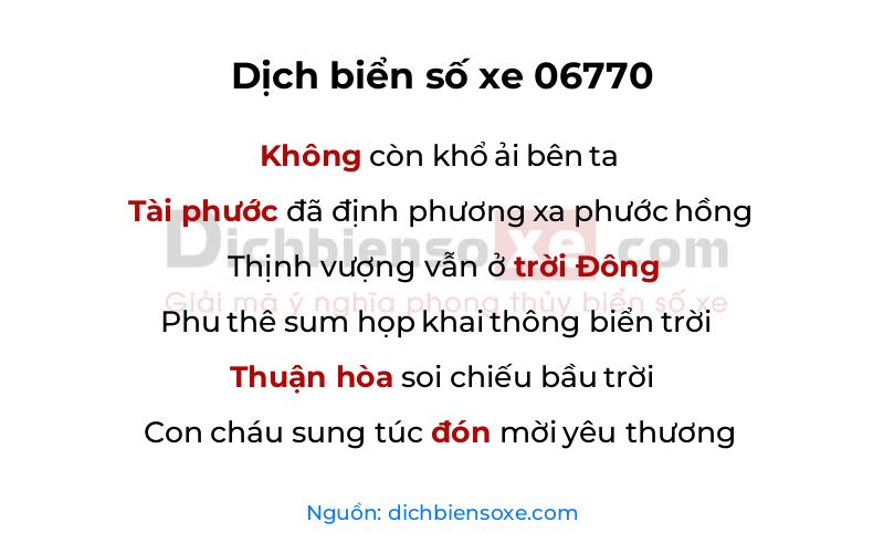 Dịch thơ biển số 06770