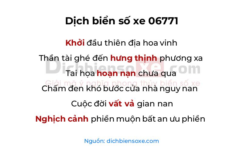 Dịch thơ biển số 06771