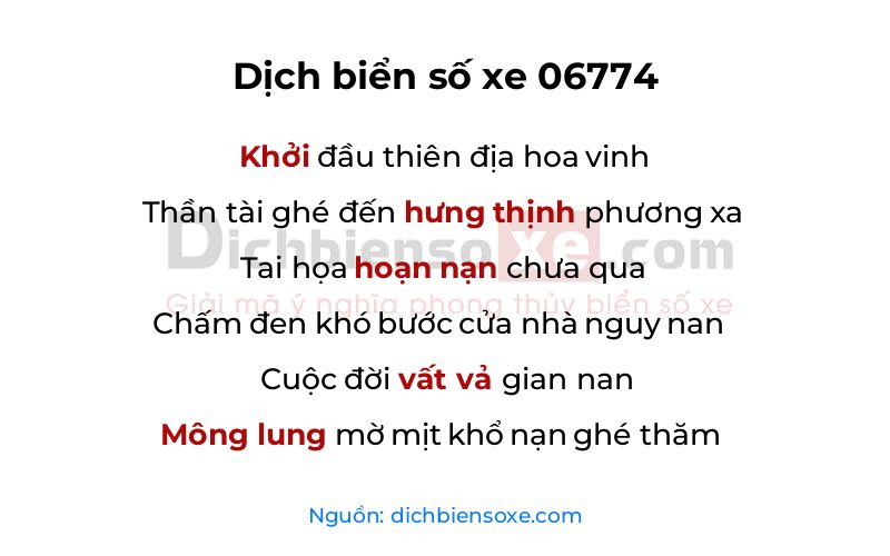 Dịch thơ biển số 06774