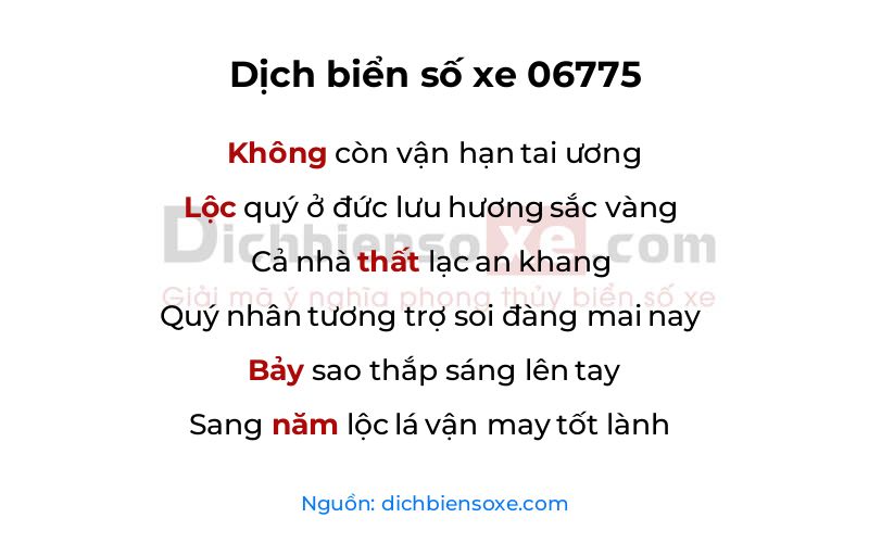 Dịch thơ biển số 06775