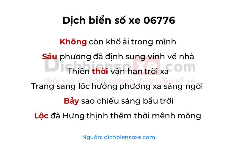 Dịch thơ biển số 06776