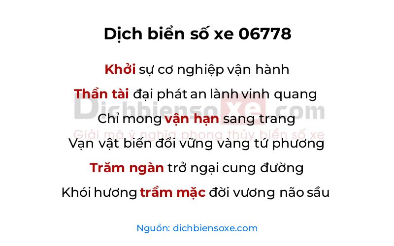 Dịch thơ biển số 06778