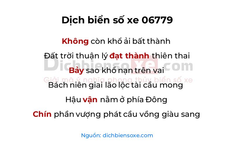 Dịch thơ biển số 06779