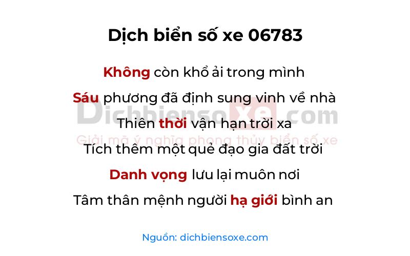 Dịch thơ biển số 06783