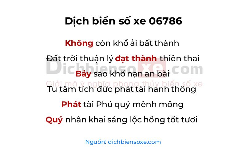 Dịch thơ biển số 06786