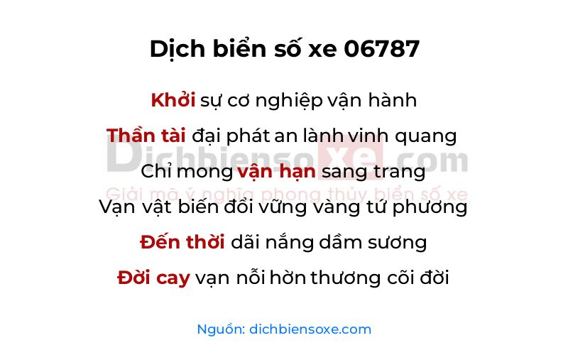 Dịch thơ biển số 06787