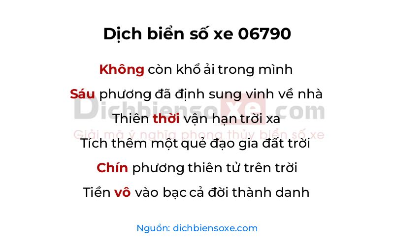 Dịch thơ biển số 06790