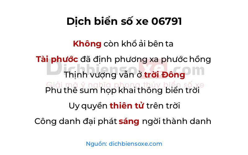 Dịch thơ biển số 06791