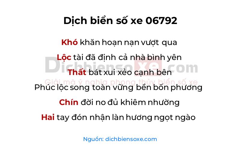 Dịch thơ biển số 06792