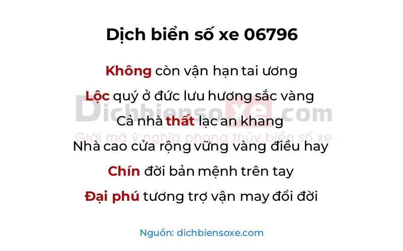 Dịch thơ biển số 06796