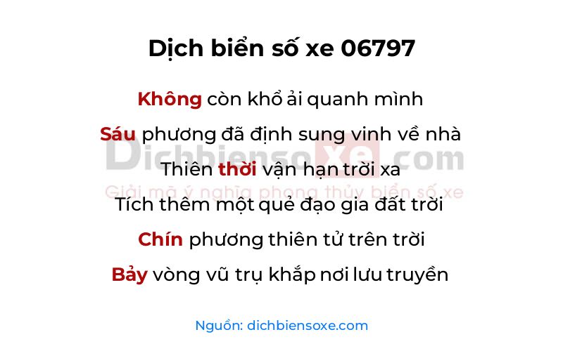 Dịch thơ biển số 06797