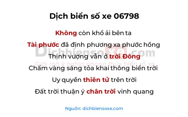 Dịch thơ biển số 06798