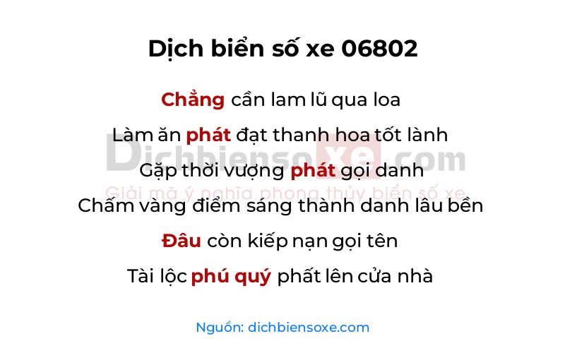 Dịch thơ biển số 06802