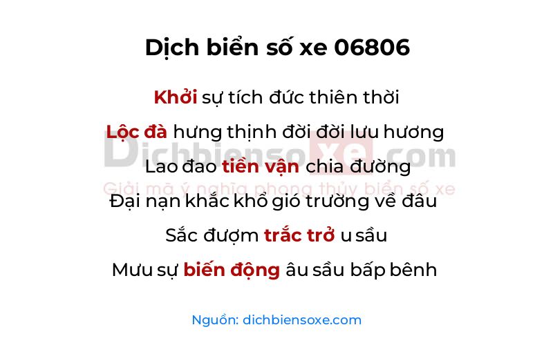 Dịch thơ biển số 06806